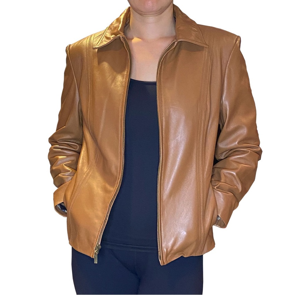 Croft & Barrow Tan Lambskin Leather Jacket